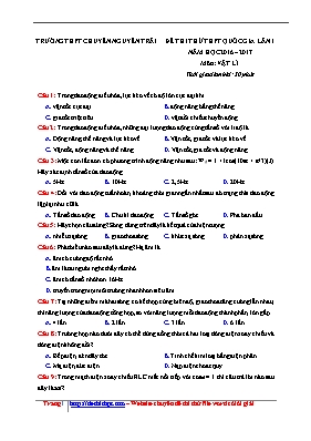 Đề thi thử THPT quốc gia môn Vật lí lần 1- Năm học 2016-2017 - Trường THPT chuyên Nguyễn Trãi
